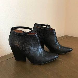 REBECCA MINKOFF SNAKE BOOTIES